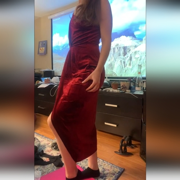 TINSTREE One Shoulder Velvet Bodycon Ruched Cocktail Party Dress Wine Red Size M - Picture 8 of 13